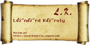 Lénárd Károly névjegykártya
