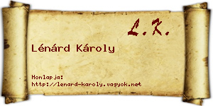 Lénárd Károly névjegykártya
