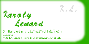 karoly lenard business card